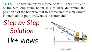 *4–12. The towline exerts a force of P = 6 kN at the endof the 8-m-long crane boom #Statics