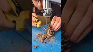 DIY Nightstand Made from Pine Cones, Wood and Epoxy Resin