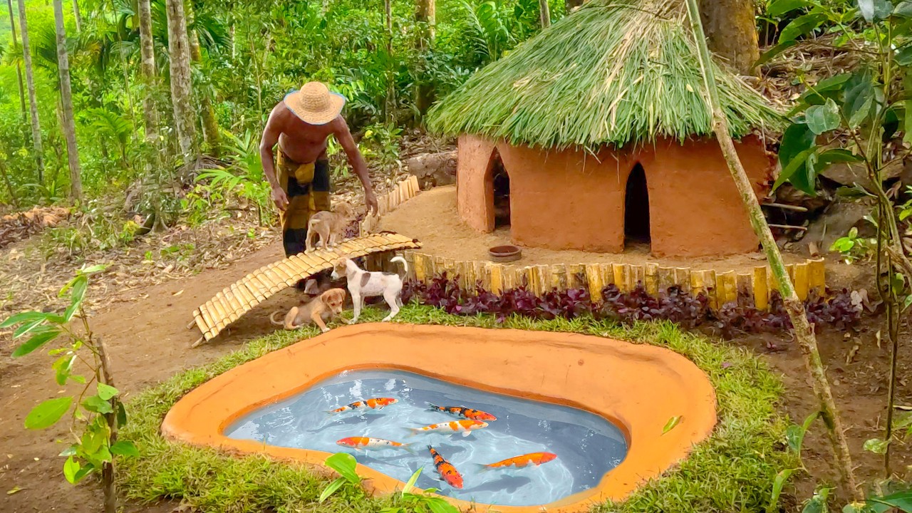 Saving Puppies and Building Them a Safe Mud House🐶 #Wildmudhut #rescue #dog #satisfying