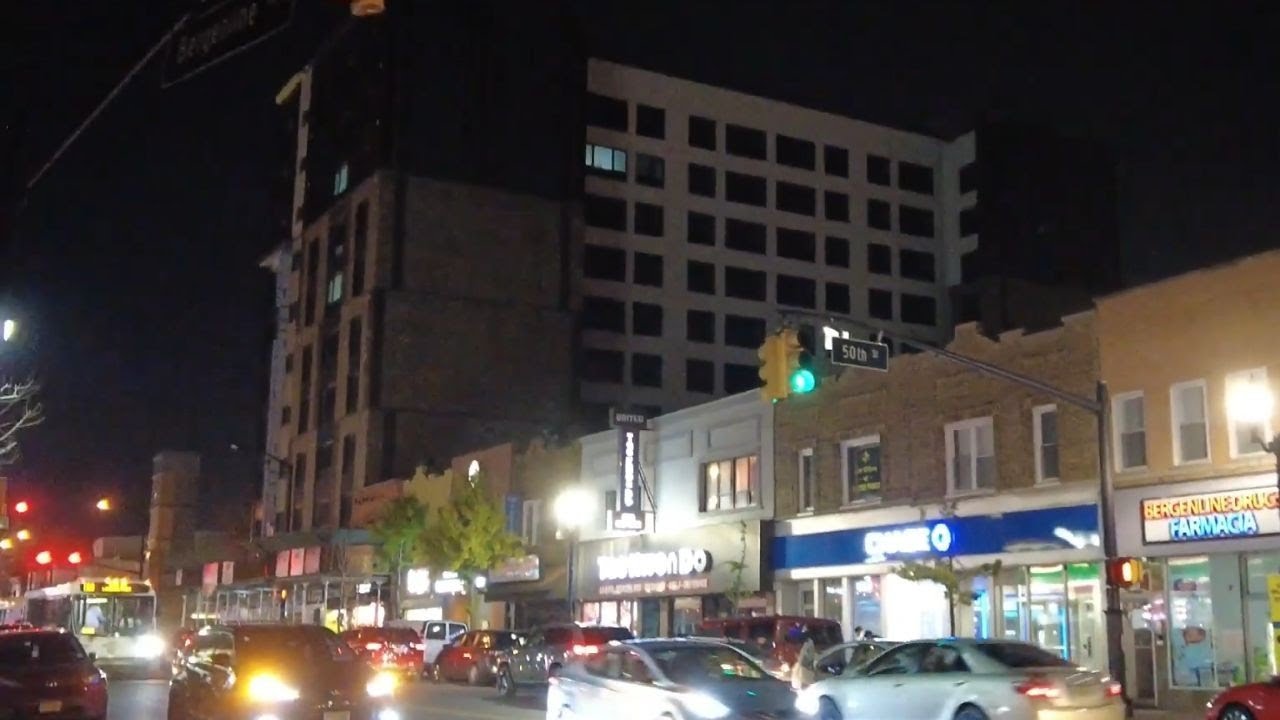 Night walk in West New York, NJ Park Avenue to Bergenline Avenue