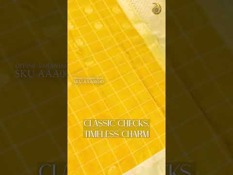 Bright Mango Yellow Butta Checks Pure Silk Saree with Contras Border video preview