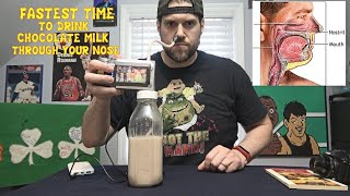 Fastest Time To Chug 32oz Of Chocolate Milk Through Your Nose Using The NOSE CHUG 3000™