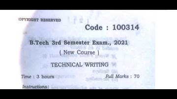 Technical Writing || BEU 2021 Question Paper-100314 || B-Tech || BEU 3rd semester CSE || Questions