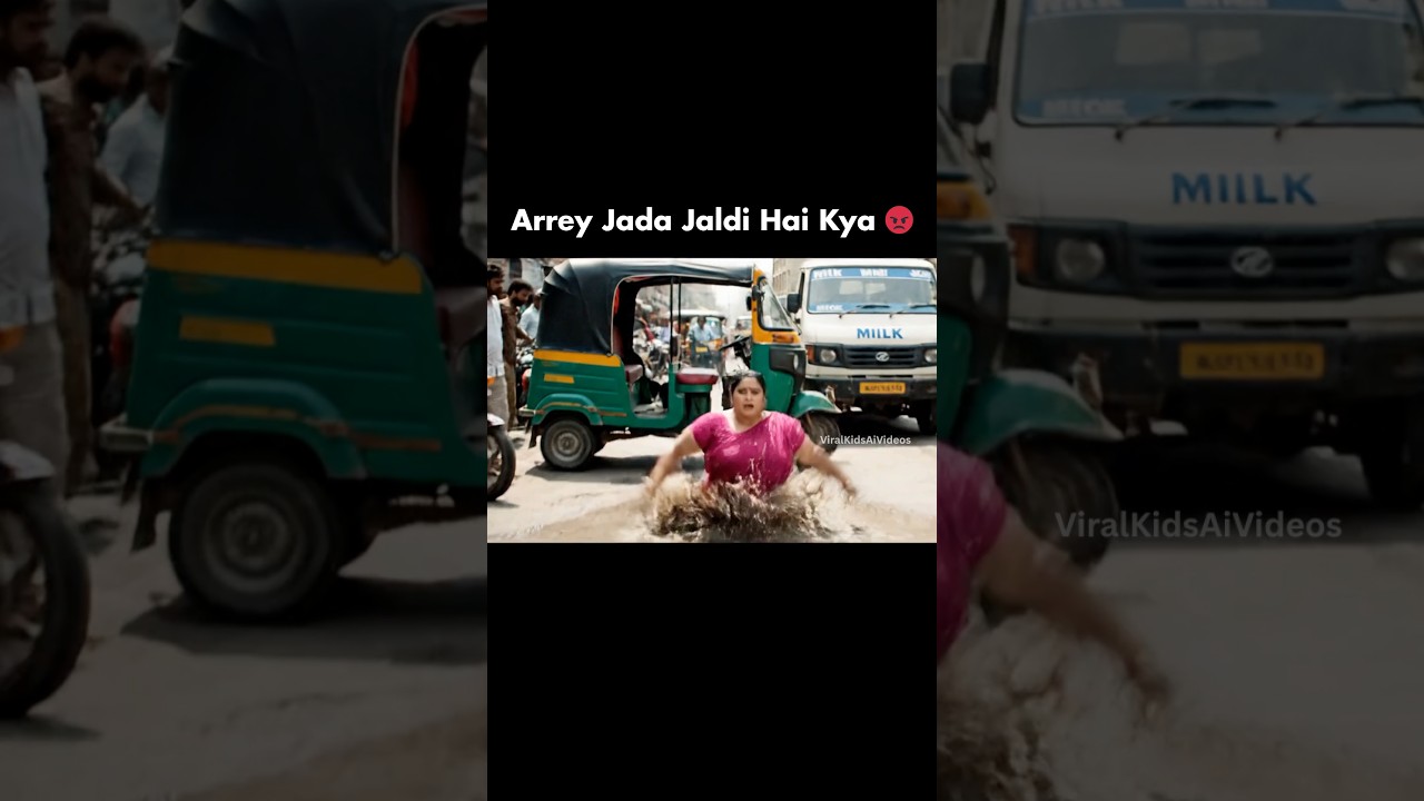 Moti Aunty vs Milk Truck 😂 | Indian Street Funny Scene | Realistic AI Video