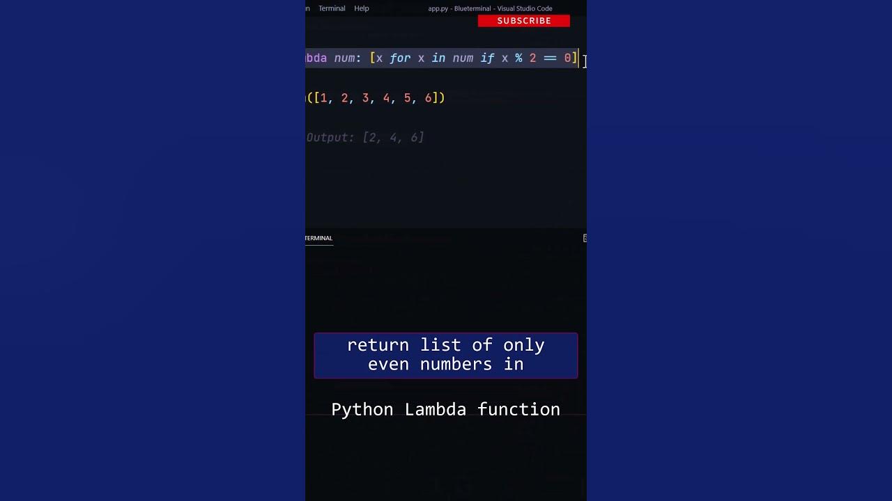 Python Find Even numbers list by using anonymous function. #shorts # ...