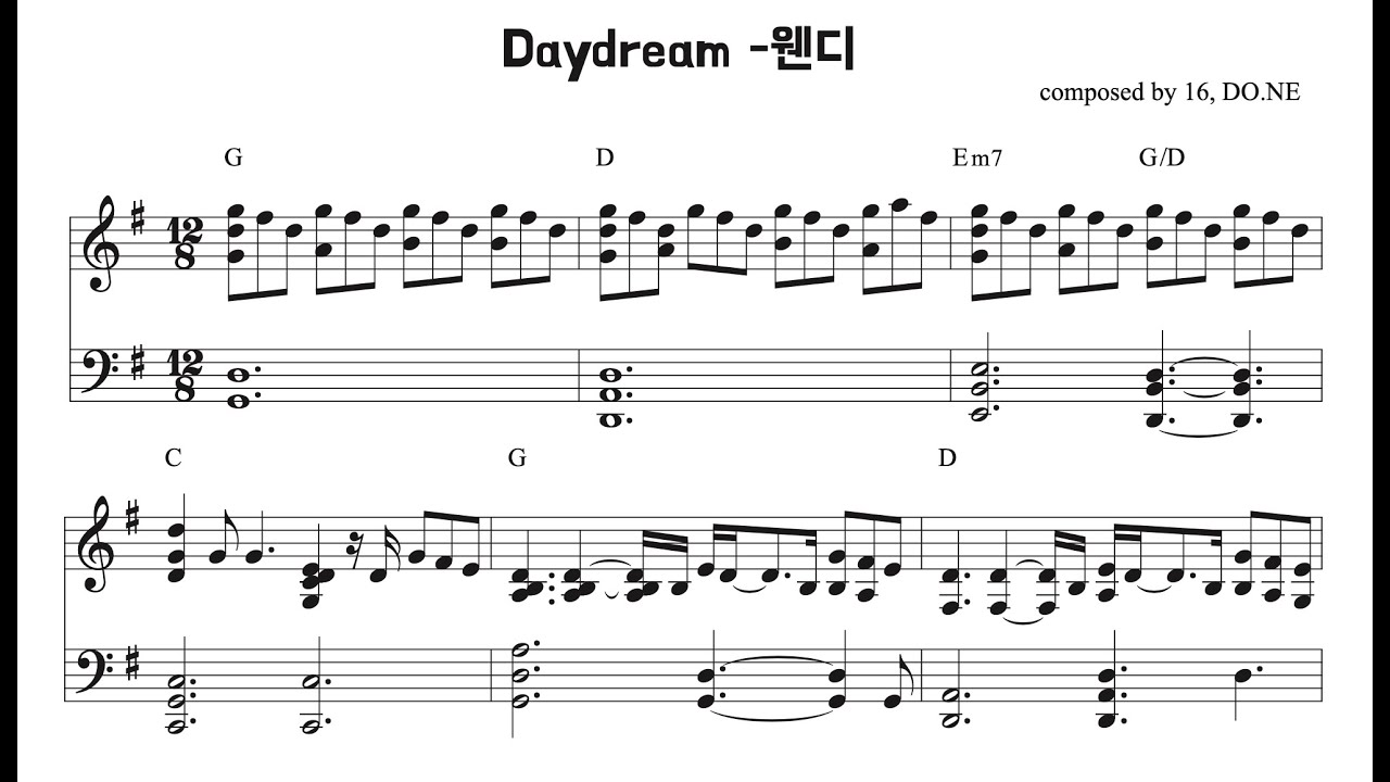 Piano Sheet🎵  웬디(Wendy) - Daydream(Soundtrack from the Netflix Series)