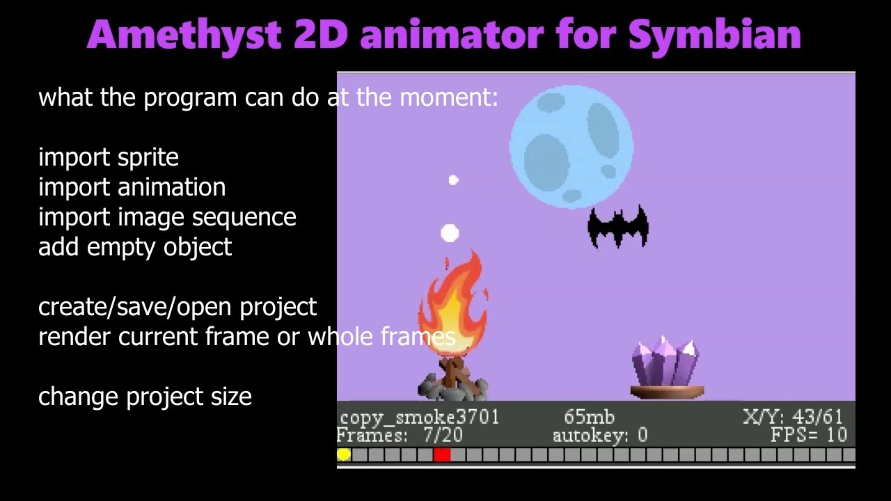 Amethyst 2D, make Pixel Art animations on your Symbian 9.2 smartphone