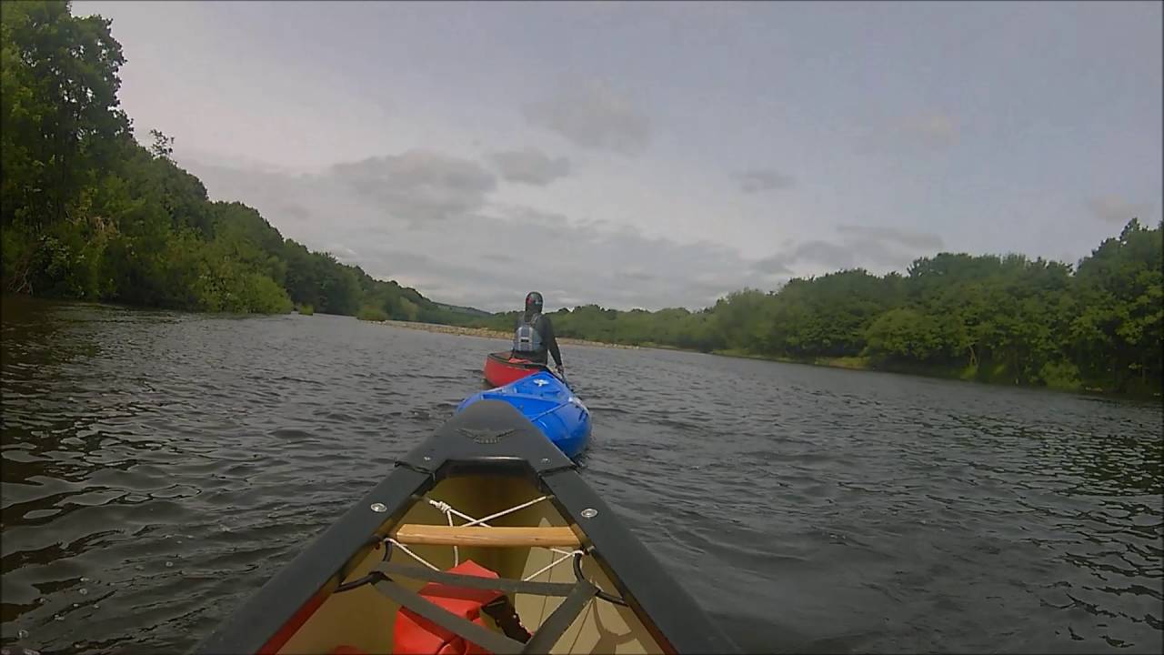 Canoe Trip up the River Tyne Canoeing at Hexham Northumberland HD POV