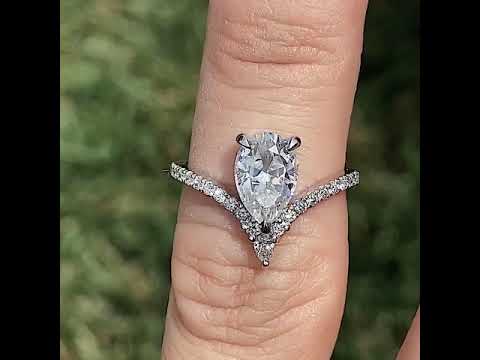 Chevron Shaped Pear Moissanite Engagement Ring ring video