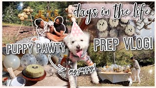 I THREW A PARTY FOR MY PUPPY'S 1ST BIRTHDAY! Party Prep, Baking, Decorating, DIY Balloons 🐾 #vlog