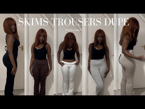 SKIMS FOLD OVER TROUSER DUPE TRY ON HAUL *prettylittlething* 