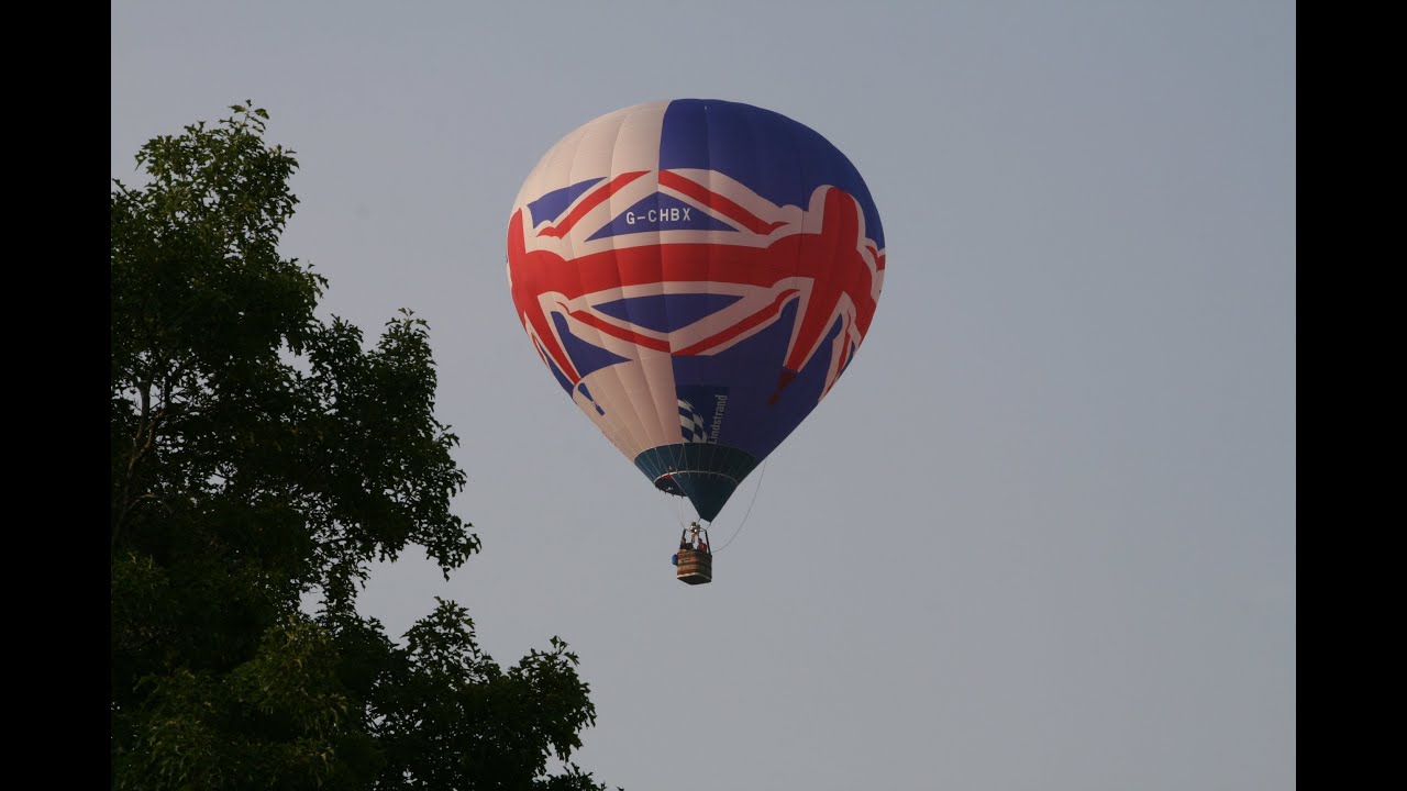 Union Jack Hot air balloon high in the sky YouTube