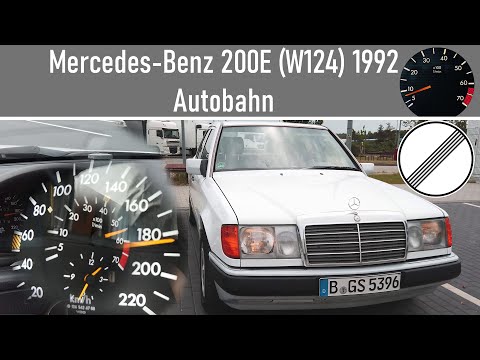 1992 Mercedes-Benz 200 E (M102) W124 smooth Acceleration (no Kickdown) to 182km/h on German Autobahn