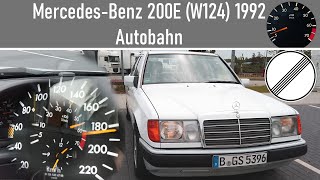1992 MercedesBenz 200 E (M102) W124 smooth Acceleration (no Kickdown) to 182km/h on German Autobahn