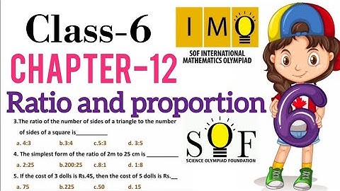 Class 6 IMO | CHAPTER 12 | Ratio and Proportion  | Maths Olympiad for class 6 |  class 6 maths