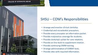 Famous SHSU COM Preceptor Orientation Profile