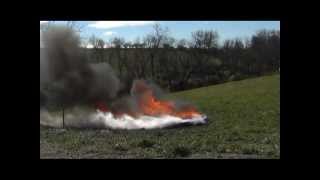 pool fire (96 in) extinguishment using dry ice - side view - virtual laboratory