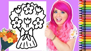 Coloring a Bouquet of Flowers Spring Coloring Page | Crayola Crayons