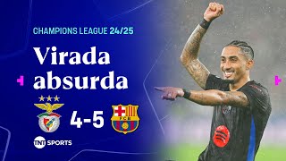 Thumbnail for RAPHINHA FAZ GOLAÇO EM VIRADA HISTÓRICA DO BARÇA E JOGO FICA PRA ETERNIDADE | BENFICA 4X5 BARCELONA