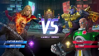 Captain Marvel & Ghost Rider vs Thanos & Sigma (Hardest AI) - Marvel vs Capcom Infinite