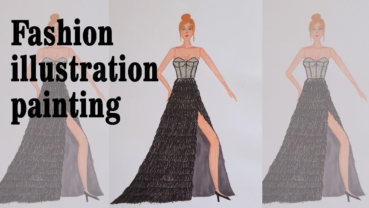 Simple Dresses drawings step by step / Fashion illustration drawing /  Fashion design Illustration 