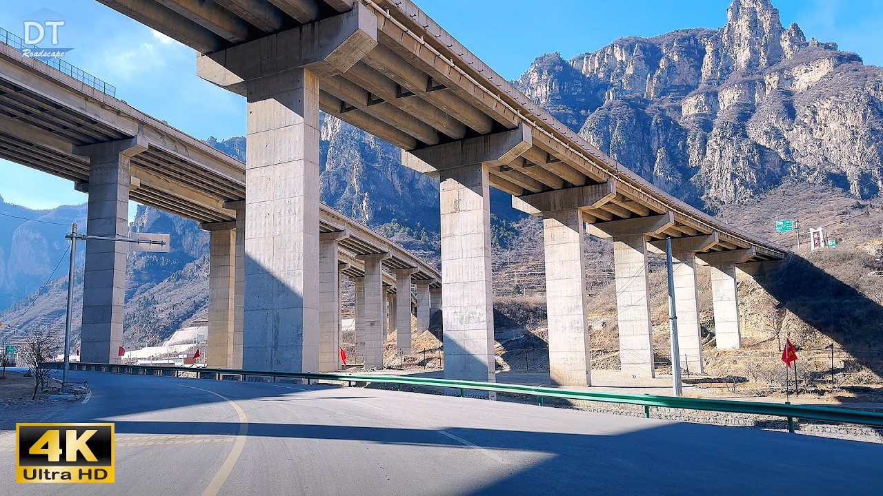 Driving in Taihang 4K HDR - Through the rolling Majestic Mountains - Shanxi, China