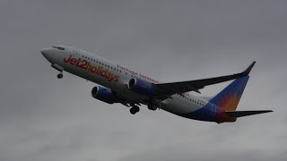 Jet2 737 G-GDFW damp departure to Larnaca with spray