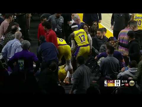 Lebron james tumbles into the stands but dwayne wade wasn't worried