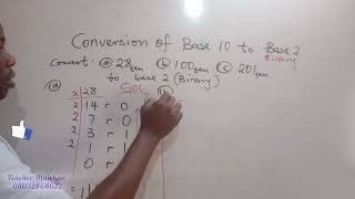 Conversion of Base 10 to Base 2, Binary #maths #education #mathematician