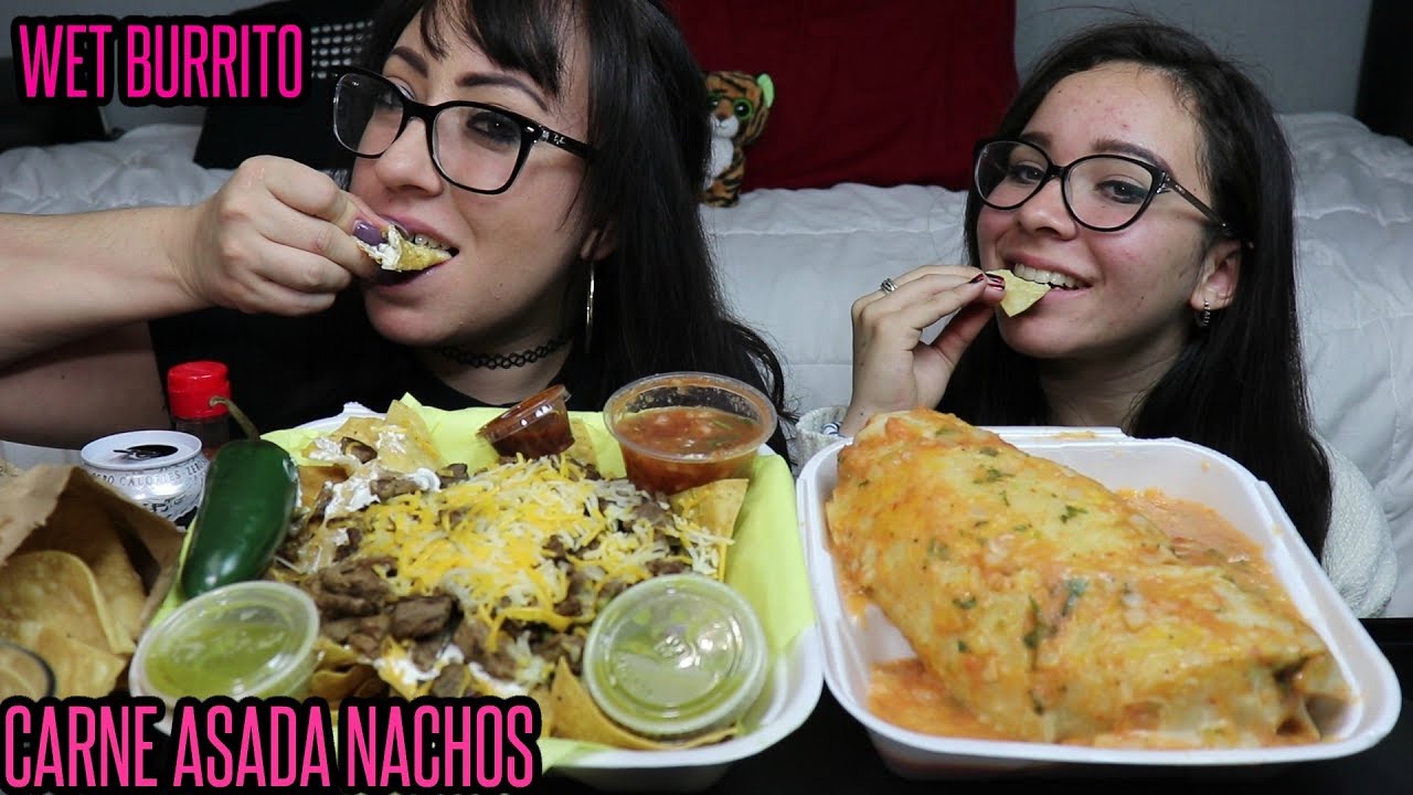 CARNE ASADA NACHOS, WET BURRITO MUKBANG | EATING SHOW | MEXICAN FOOD