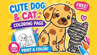 Cute Puppy & Kitten Coloring 🐶🐱 | Relaxing ASMR Coloring Page with Markers