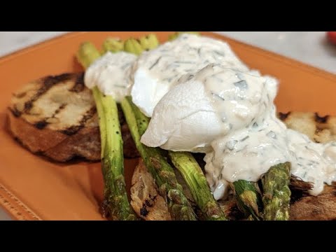 How to Make Roasted Asparagus Toasts with Poached Eggs and Shortcut Bearnaise   BLD Meal   Sara M