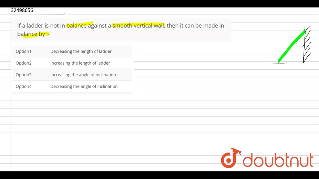 55. If a ladder is not in balance against a smo vertical wall