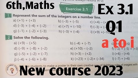 Exercise 3.1 Class 6th Maths kpk 2022| New course 2023 kpkbb  and ptb Math 6 Integers SNC part-1