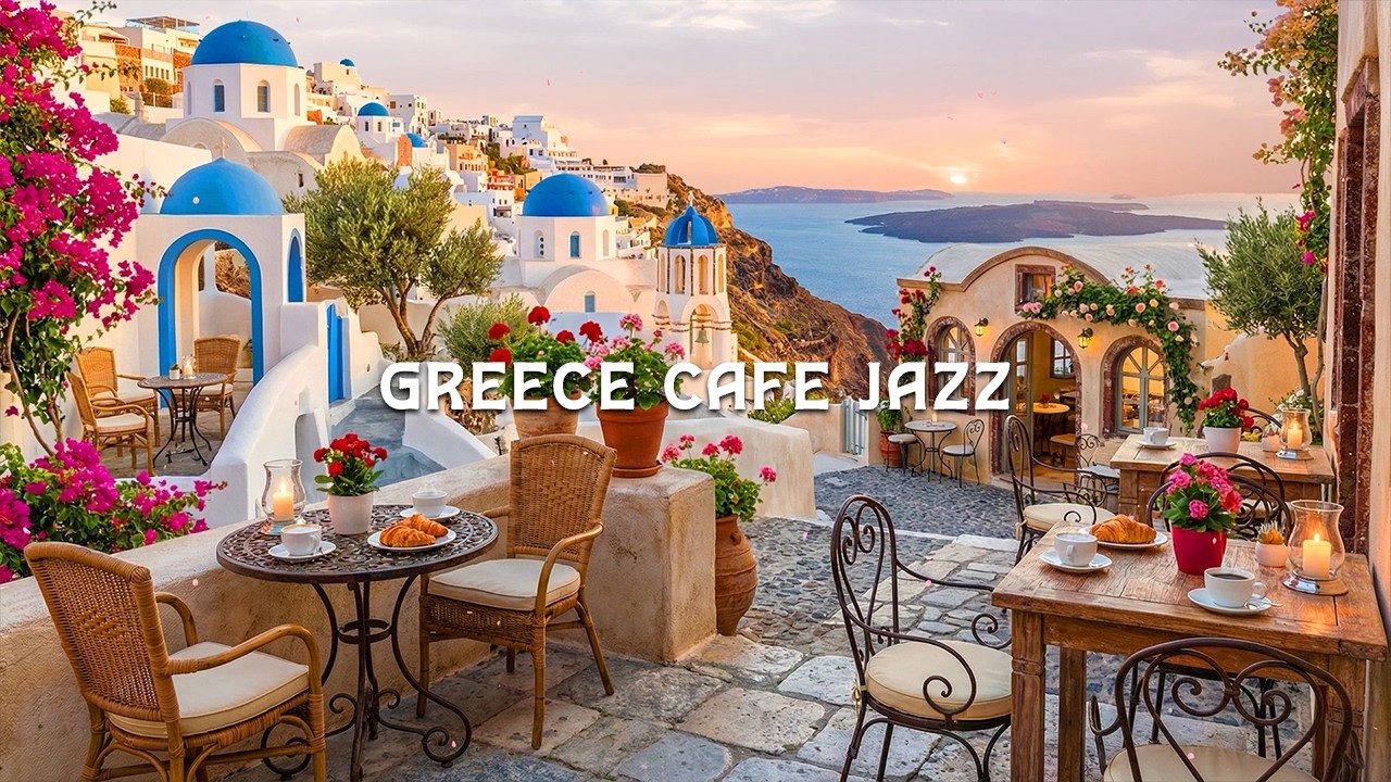 Morning Jazz at a Greece Outdoor Café ☕Calm Jazz Instrumental for Study, Reading & Romantic Ambience