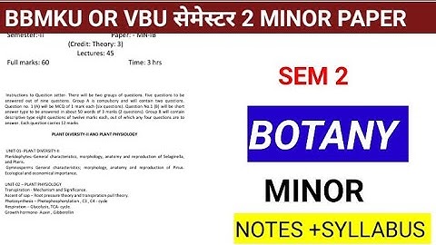 BBMKU SEM 2 BOTANY MINOR SYLLABUS||VBU SEM 2 BOTANY MINOR SYLLABUS #vbu #bbmku @ZOOLOGYNOTES