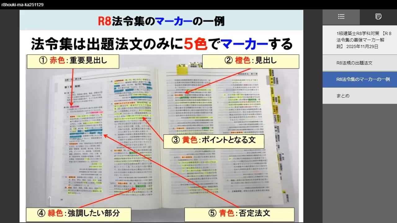 1級建築士 R8学科合格するぞ （R8法令集の最強マーカー解説） （4分