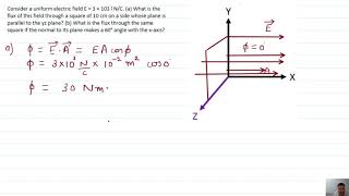 Consider a uniform electric field E = 3 × 103 î N/C. (a) What is the flux of this field through a sq