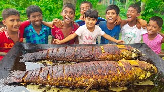Nostalgic Cooking of Village Boys - Two Big Black Carp Fish Fry - Picnic Food - Choruivati