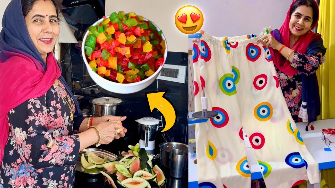तरबूज के छिलकों से बनाई tutti frutti 🌈 | Jigu Vishu के लिए बनाया पजामा