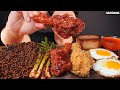 ASMR MUKBANG | BLACK BEAN NOODLE & FRIED CHICKEN 🍗 KIMCHI EATING 짜파게티 양념치킨 스팸 파김치 소스 퐁당! 먹방