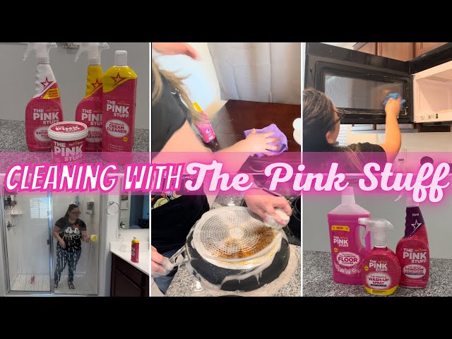 Cleaning glass shower with The Pink Stuff 