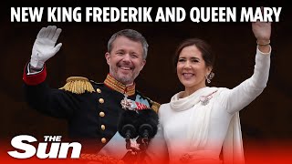 New King Frederik and Queen Mary greet cheering crowds as Margrethe abdicates