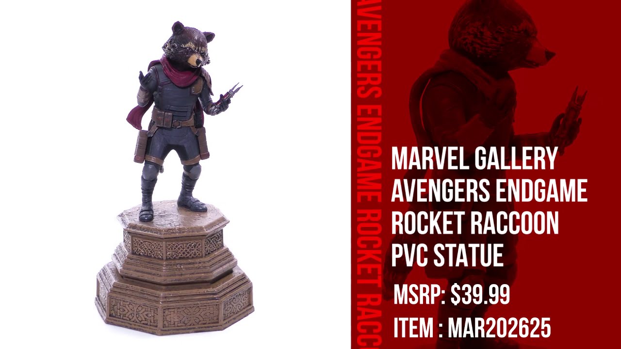 Marvel Movie Gallery Avengers Endgame Rocket Raccoon PVC Diorama Unboxing + 360
