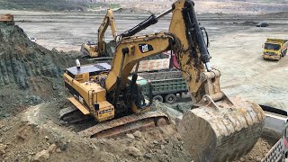 Caterpillar 385C & Caterpillar 325C Excavators Loading Trucks  Sotiriadis Mining Works