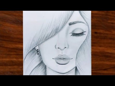 How to Sketch Women Face | Step by Step Drawing of Woman Face Of Closed ...