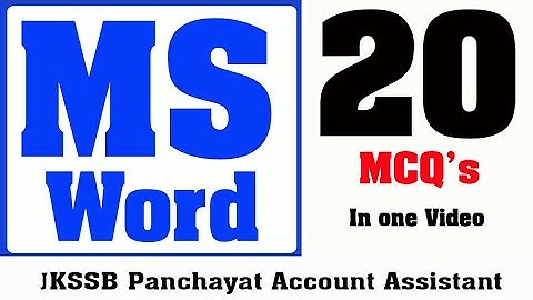 MCQ, s on MS Word l 20 MCQ, s l JKSSB Panchayat Account Assistant  l BANKING l