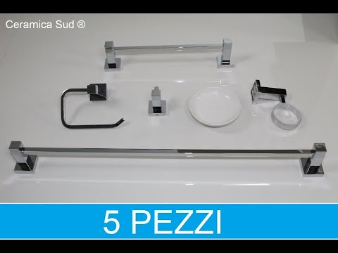 Accessori da bagno portasalviette, portarotolo, appendino, portasapone 5 pezzi