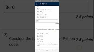 NPTEL WEEK 2 QUIZ (Programming,Data structures and algorithms using python)