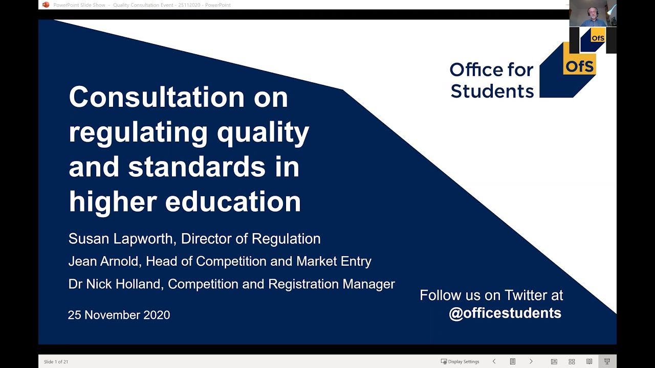Consultation on regulating quality and standards in higher education webinar